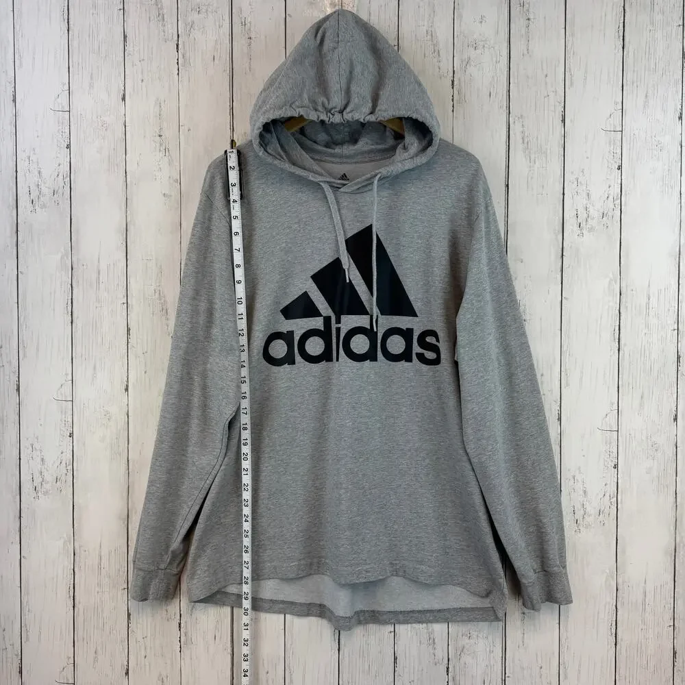 Adidas Grey Essentials Aeroready Graphic Logo Performance Hoodie Size XL - Picture 12 of 13